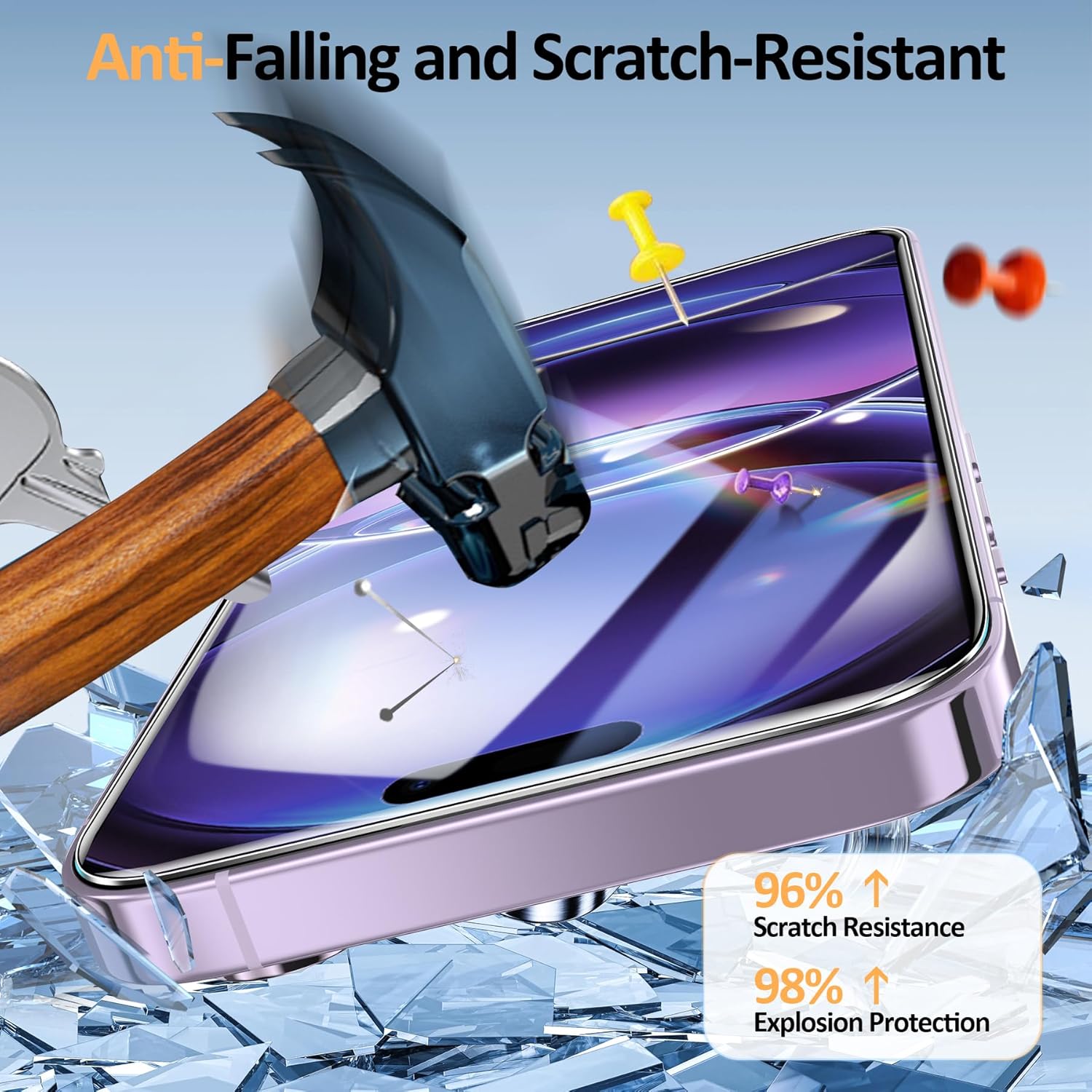 Fotbor 3 Pack for iPhone 14 Pro Max Screen Protector, Shock - Absorbing Pro Series Tempered Glass, [Precision - Align] Quickfit, Case Friendly - Image 4