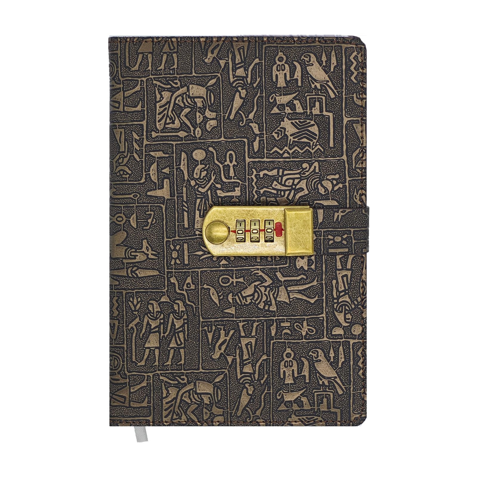 LIMEQKI Notebook Leather With Lock, A5 Retro Vintage Adult Diary With Code