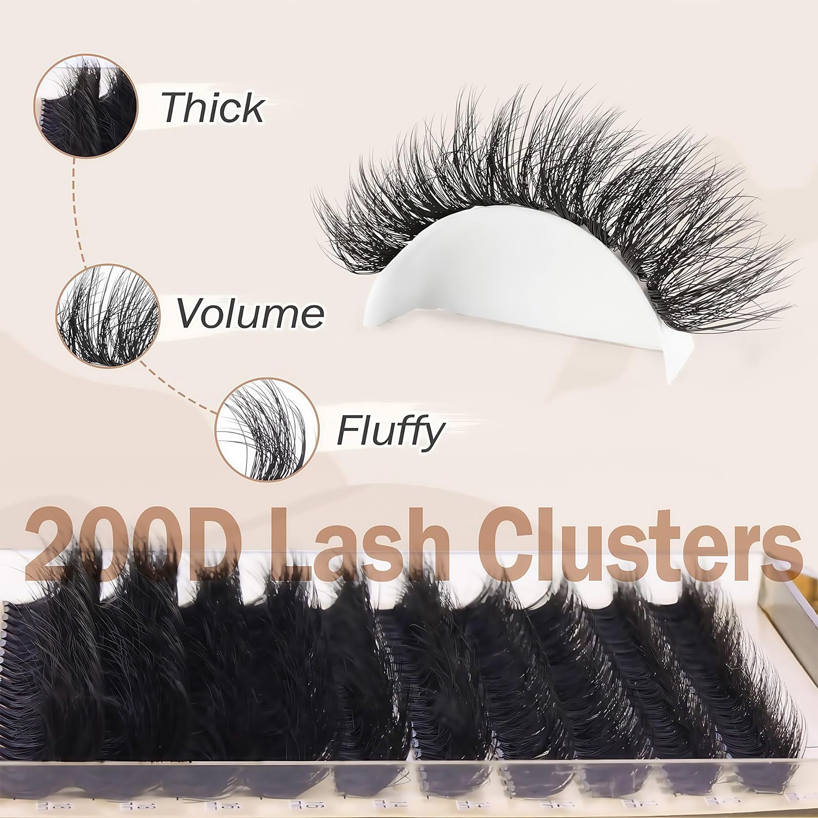 Cluster Lashes Kit, Fluffy Cluster Lashes 10-18mm, 200D Lash Extension Kit with Lash Bond, Remover & Applicator - Image 3