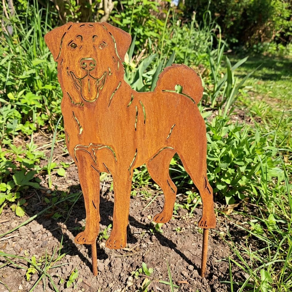 KPGA KAPAGA HOME & GARDEN Edelrost Gartenstecker Kangal - Rost Deko Hund Rostfigur Gartendeko für Draußen - stabile Metall Gartenfigur aus Stahl - Wetterfest für Beet Terrasse - 44x30cm