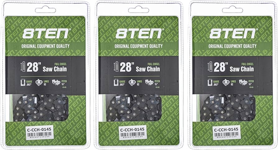 Amazon.com: 8TEN Full Chisel Chainsaw Chain 28 Inch .063 3/8 92DL