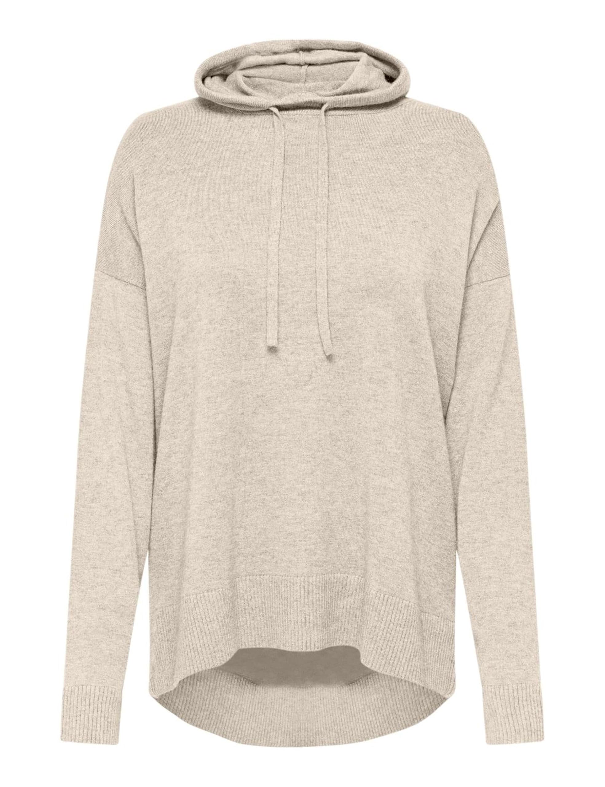 ONLY Women's Onlibi LS Loose Long Hood CC KNT Knitted Jumper, White Cap Grey/Detail: Melange, M