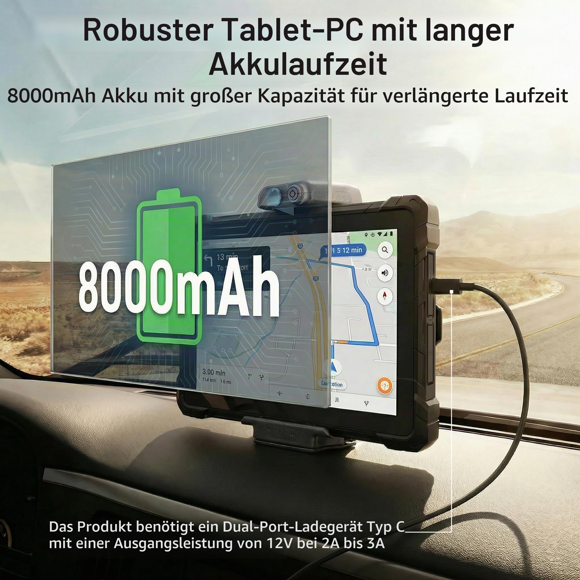 Robustes Tablet PC Robustes Staubdichtes Win11 Pro PC Tablet Stoßfest Wasserdicht für Outdoor, N100, 8GB Ram, 128GB Rom, 10,1 Zoll Sonnenlichtlesbares Display, 2 USB3,2, Type-C 3,1, RS232