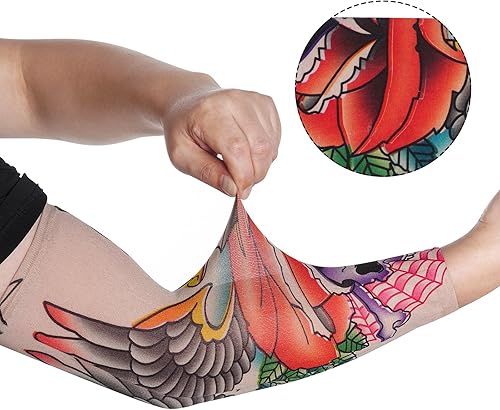Miniatura 3 de HOVEOX Mangas temporales de tatuaje para brazos, mangas de protección solar para brazo de tatuaje falso, 20 unidades