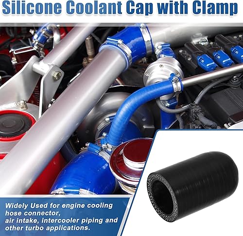 Miniatura 2 de uxcell 1 Unidades 1.102 in ID Silicona Tapa de Refrigerante con Abrazadera para Calentador de Refrigerante Bypass Vacío Puerto de Agua Negro