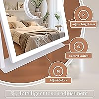 Vista 5 de Lighted Vanity Mirror with Lights, Makeup Mirror with Light, 16.7"x 13.2",Three Color Lighting Modes and Dimmable Lighting, Smart Touch Control