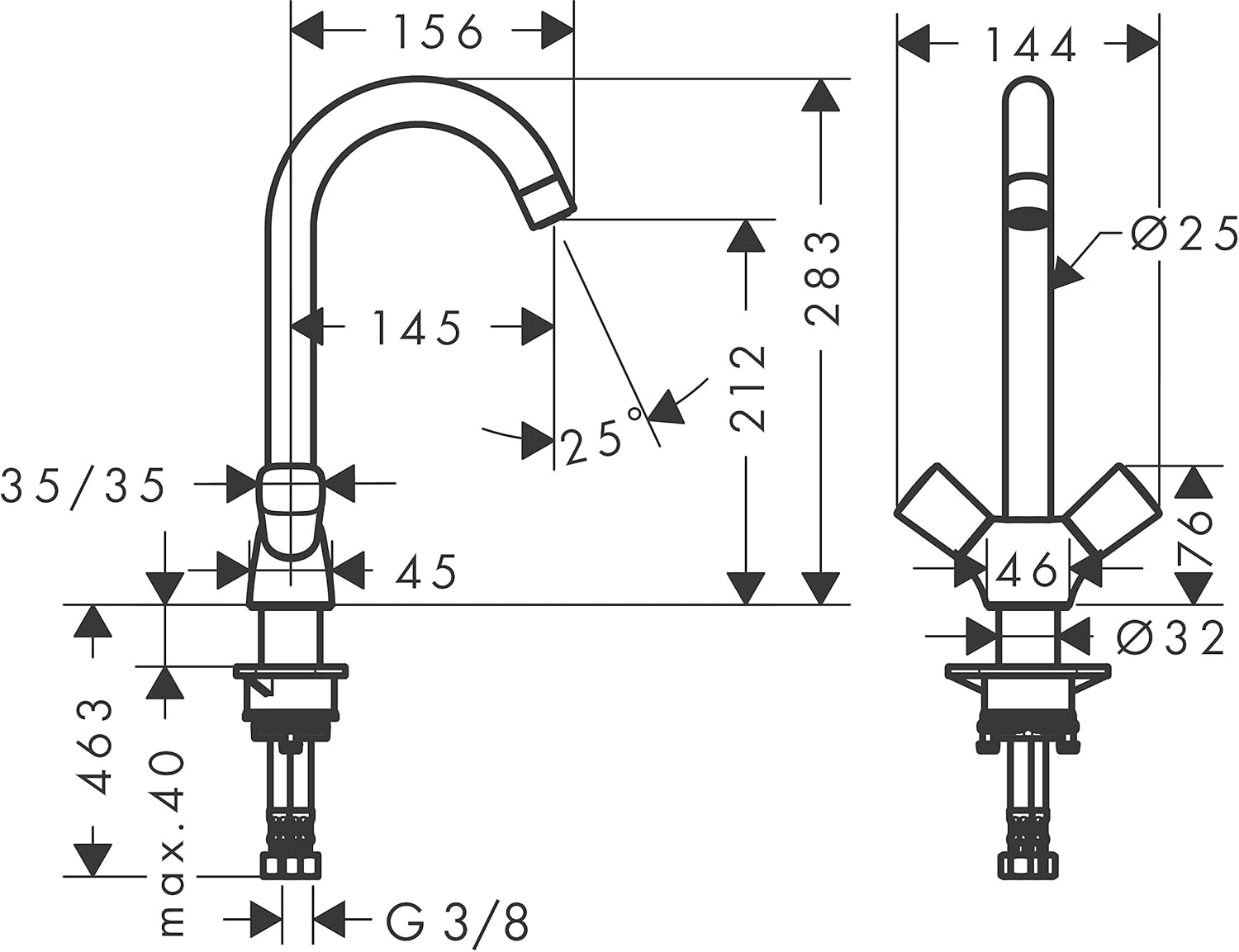 hansgrohe 2 Handel Kitchenmixer Logis chrome
