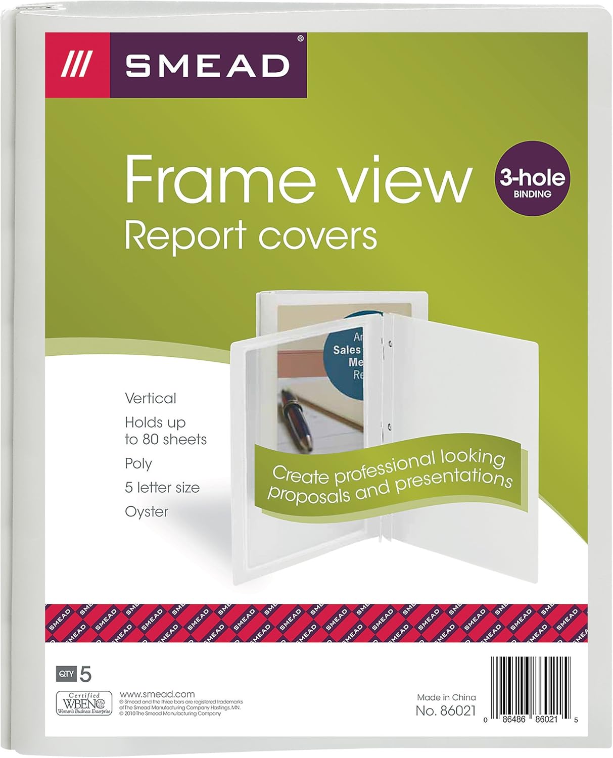 Smead Frame View Poly Report Cover, Three Double Tang Side Fasteners, Letter Size, Black/Clear Front, 5 per Pack (86020) : Business Report Covers : Office Products