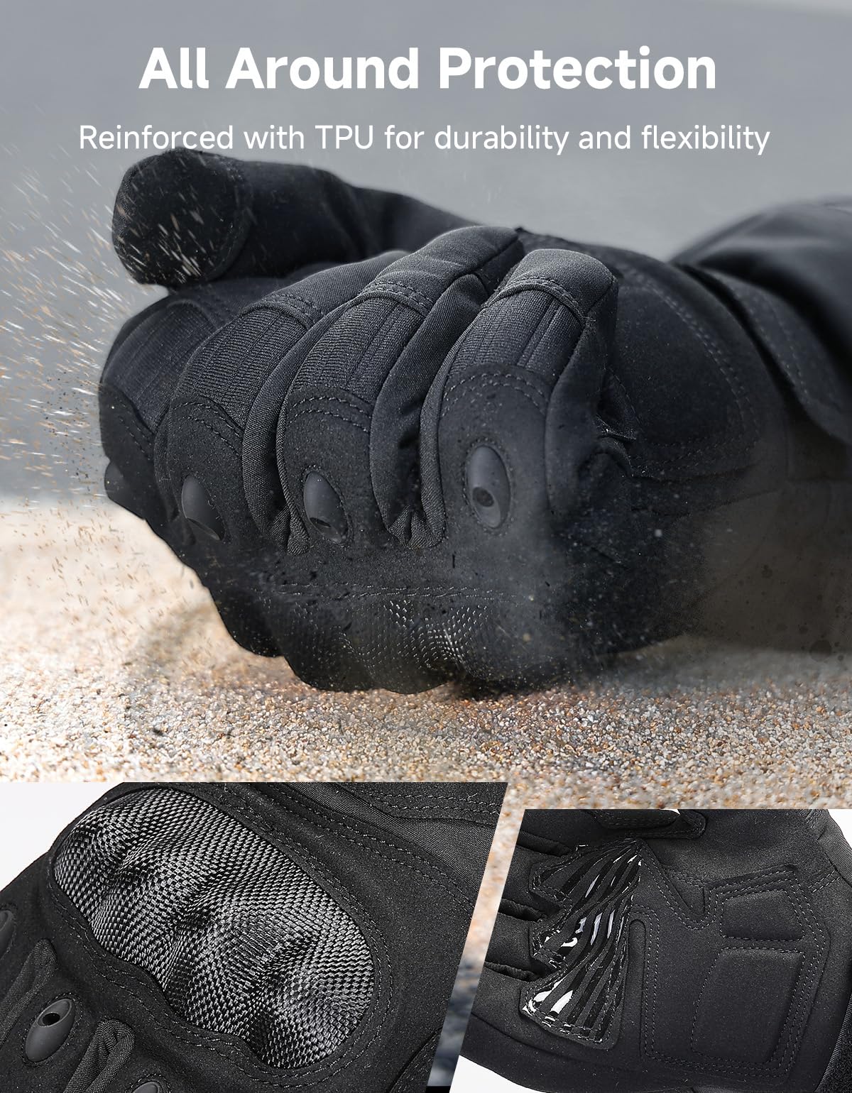 KEMIMOTO Gants Chauffants Moto Homme, Rechargeable Gants Tactiques d'hiver avec Batterie 3000 mAh et Contrôle Double Zone pour Le Travail, la Randonnée, la Chasse