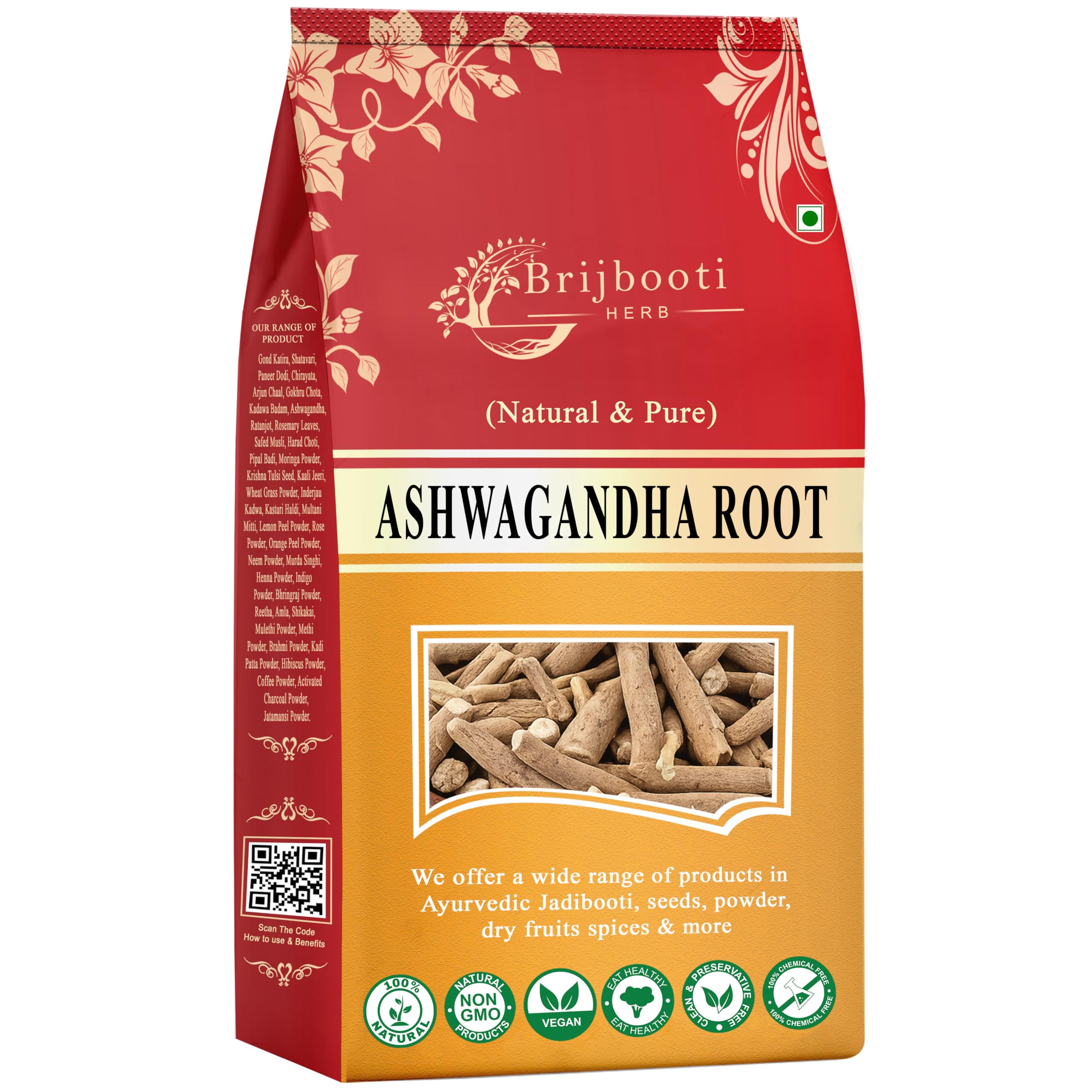 [BRSRAAD4CEBQKA3L] Brijbooti Ashwagandha Root (250 Gr) - Natural Asgandh - Indian Ginseng - Withania Somnifera