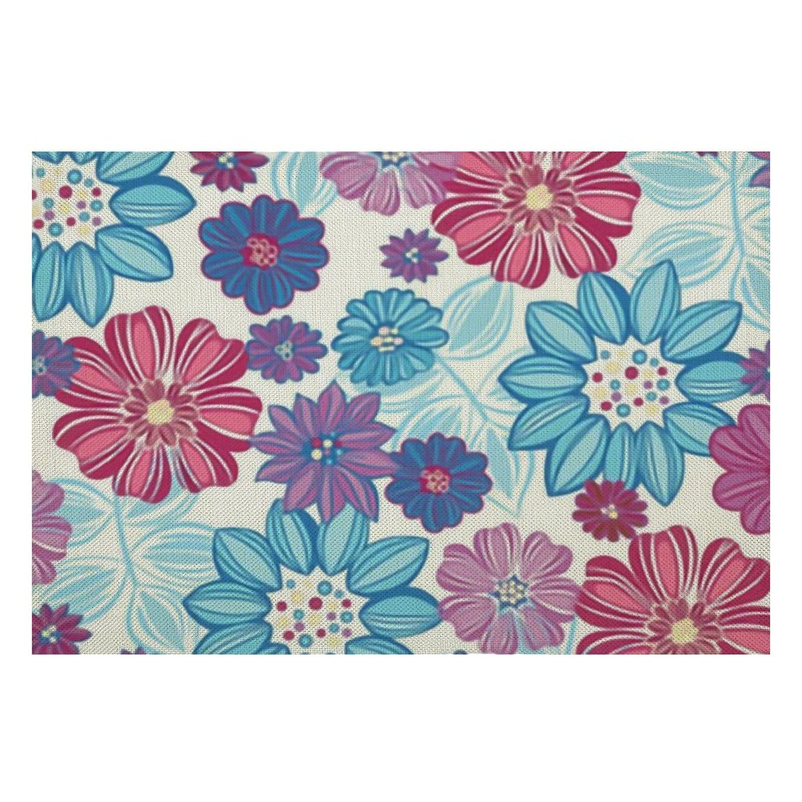 Winter Tones Flowers Linen placemat ,Waterproof Table mat, for Kitchen Table Dining Room Decoration 17.7"x12.1"