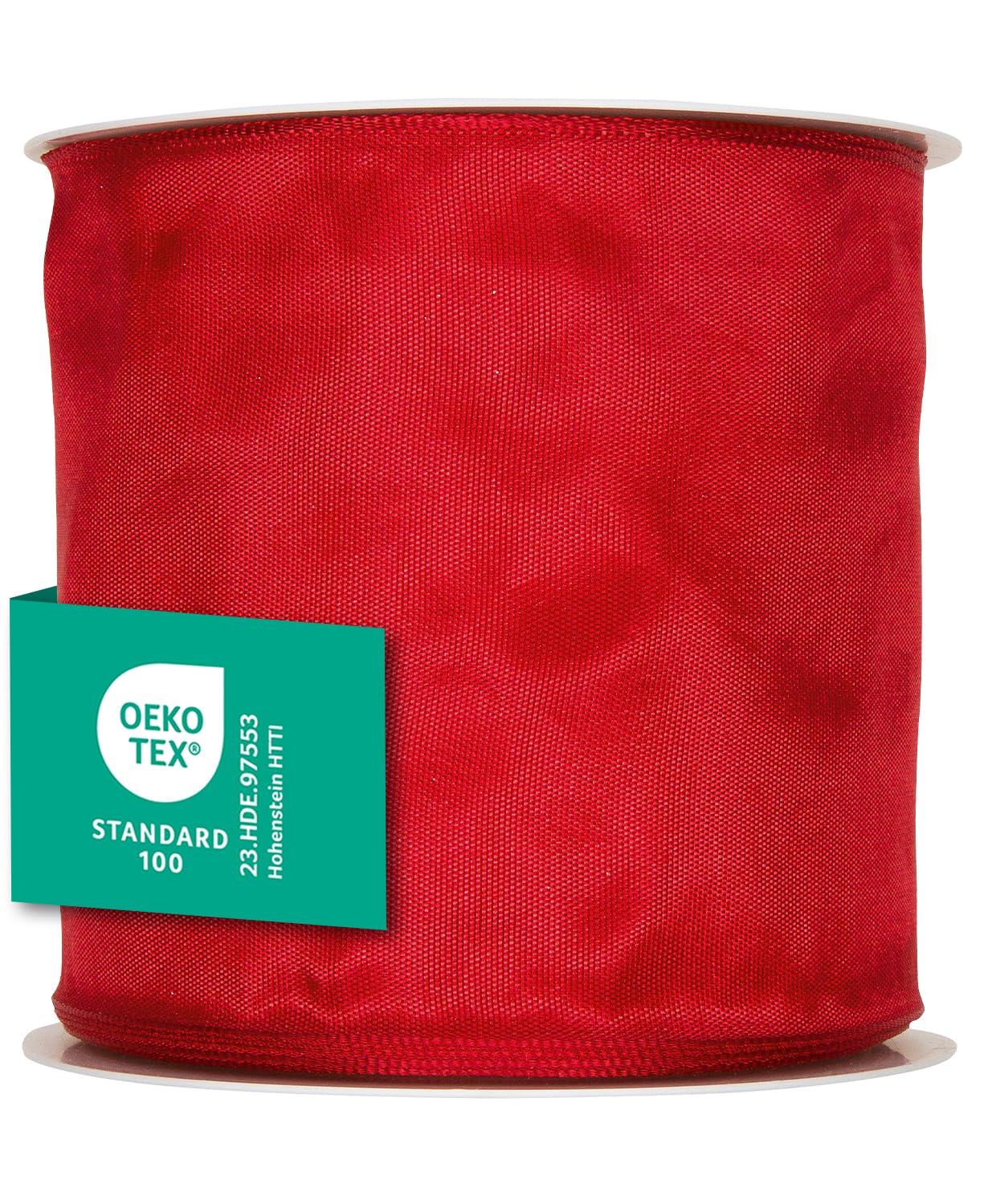Halbach Seidenbänder Premium Geschenkband mit Drahtkante | Breite 100mm Länge 25m | Öko-Tex 100 zertifiziertes Schleifenband | Taftband Made in Germany, Farbe: rot