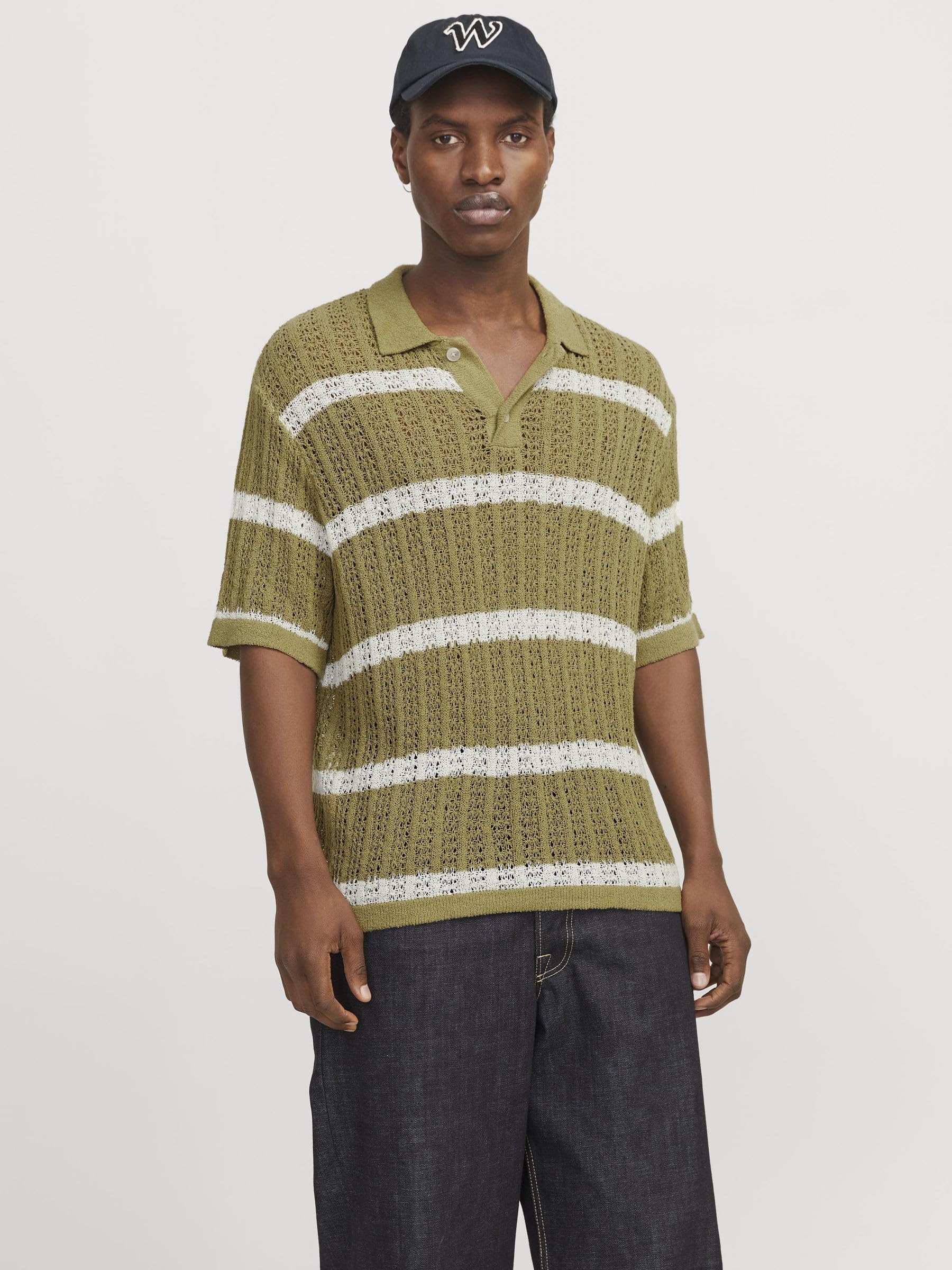 JACK & JONES Męska koszulka polo w paski, cedr, S