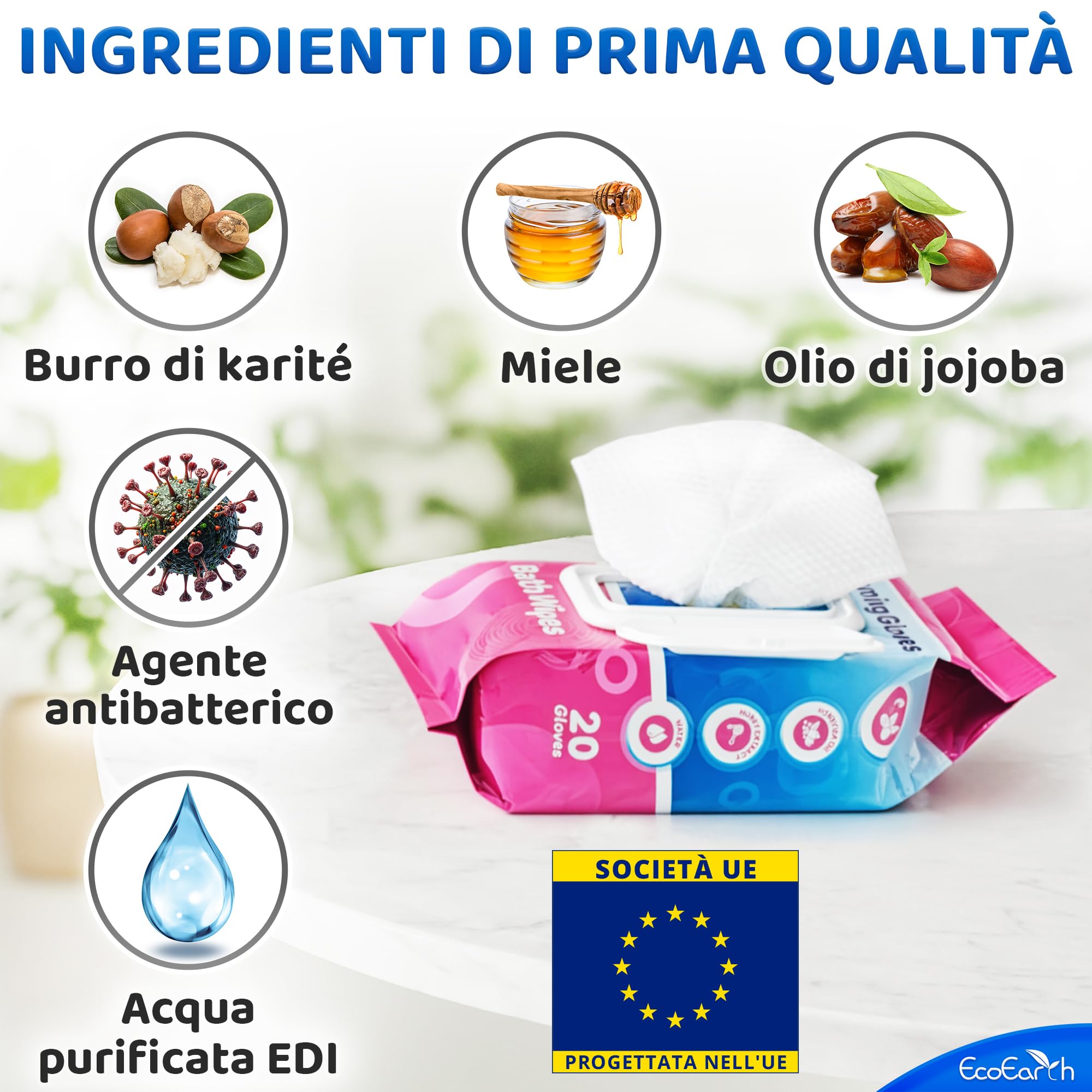 EcoEarth Guanti Premium per la Pulizia di Cani e Gatti - 2 Sacchetti da 20 Pezzi ciascuno - Guanti Monouso per Il Bagnetto, la Deodorazione e la Toelettatura - Guanti da Bagno per Cani