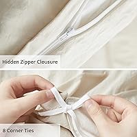 Vista 4 de Oli Anderson Funda de edredón beige tamaño King, funda de edredón plisada King, juego de ropa de cama texturizada suave y transpirable de 3 piezas
