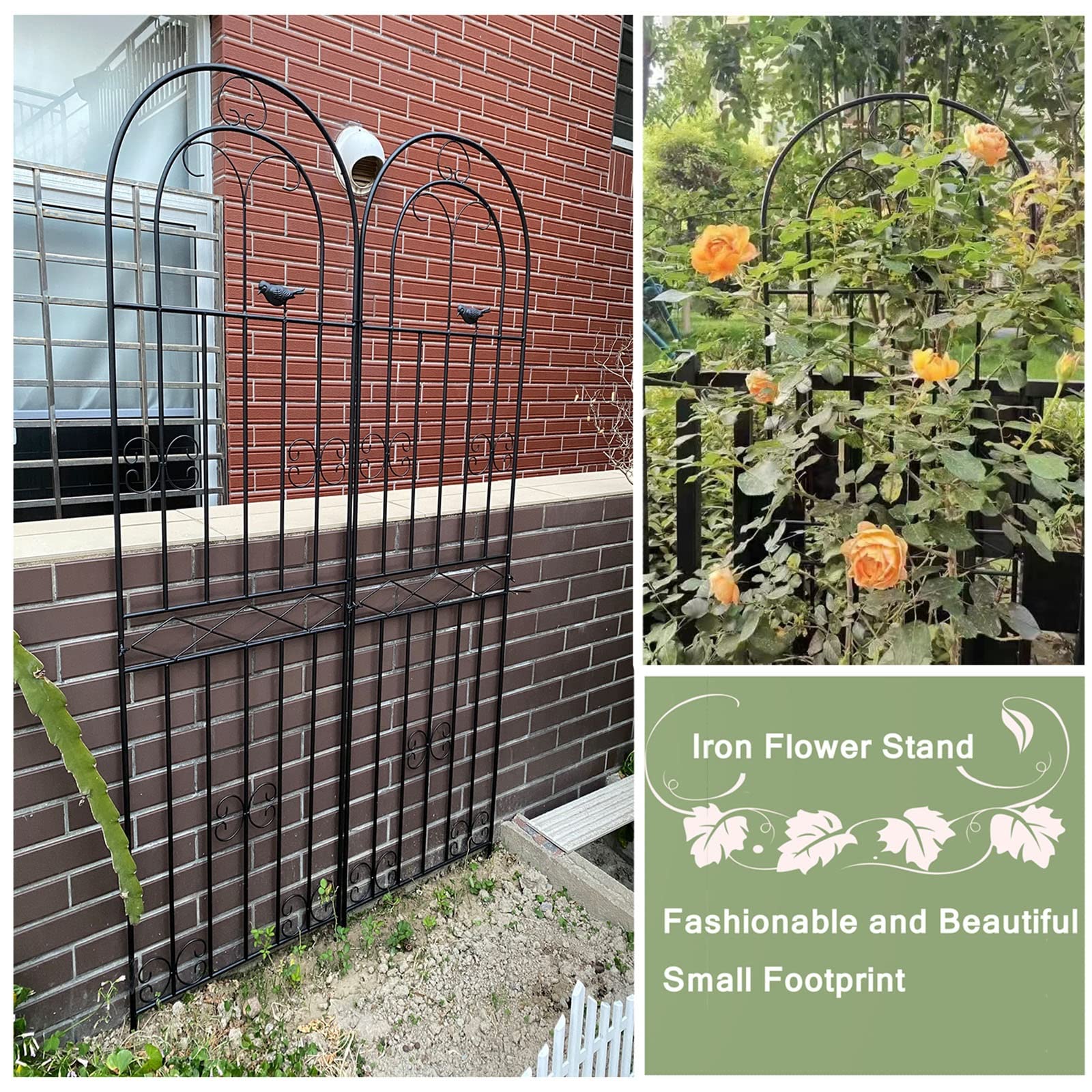 Treillis De Jardin En Métal Pour Plantes Grimpantes, 185 Cm, 210 Cm, 230 Cm, Cadre De Treillis Pour Plantes En Pot, Noir Et Blanc (couleur