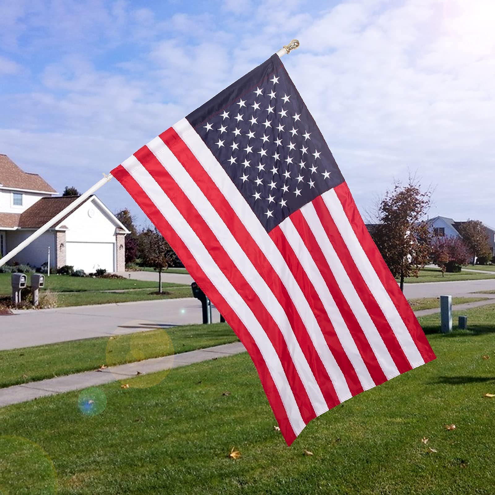 Amerikanische Flagge 91x152 Cm – Aus 420D Nylon, Genähte Streifen, UV-beständig, Mit Stangenärmel