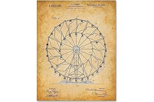 11x14 Patent Print Poster: Experience the Vintage Charm of Amusement Park Ferris...