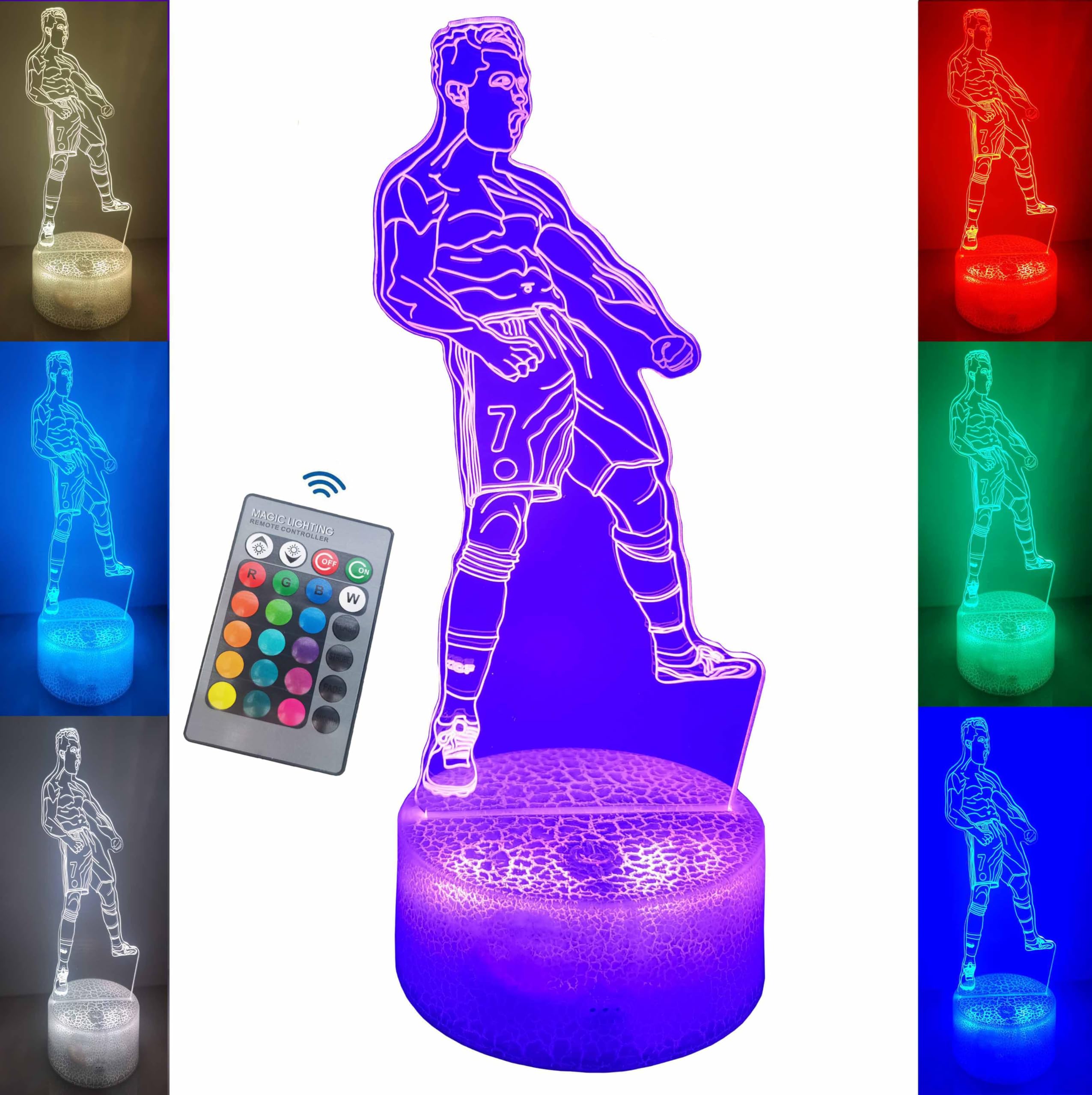 Soccer Star Nightlight 16 Colors Touch and Remote Control Dimmable LED RGB Night Light #7 Soccer Player 3D Lamp Illusion Christmas Light for Room Decorations