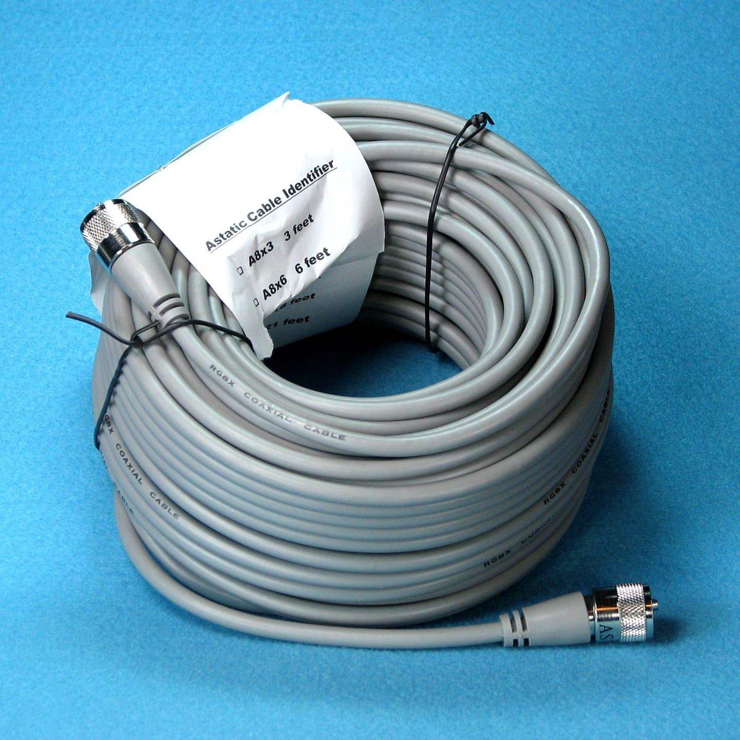 100 ft RG8X COAX CABLE CB / Ham Radio w/ PL259 Con. Astatic