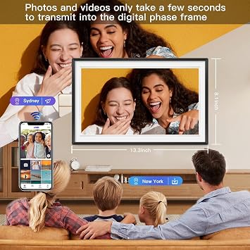 15.6inch Large Digital Picture Frame WiFi Slideshow Digital Photo Frame,1920 * 1080 IPS HD Touchscreen Picture Frame,32GB Storage,Automatic Rotation,Use Frameo App Send Photos and Videos for Free