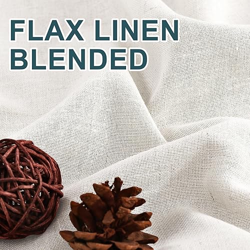 Miniatura 2 de FantasDecor Cortinas de lino blanco de 84 pulgadas de largo para sala de estar, con pestaña trasera, bolsillo para barra, cortinas semitransparentes