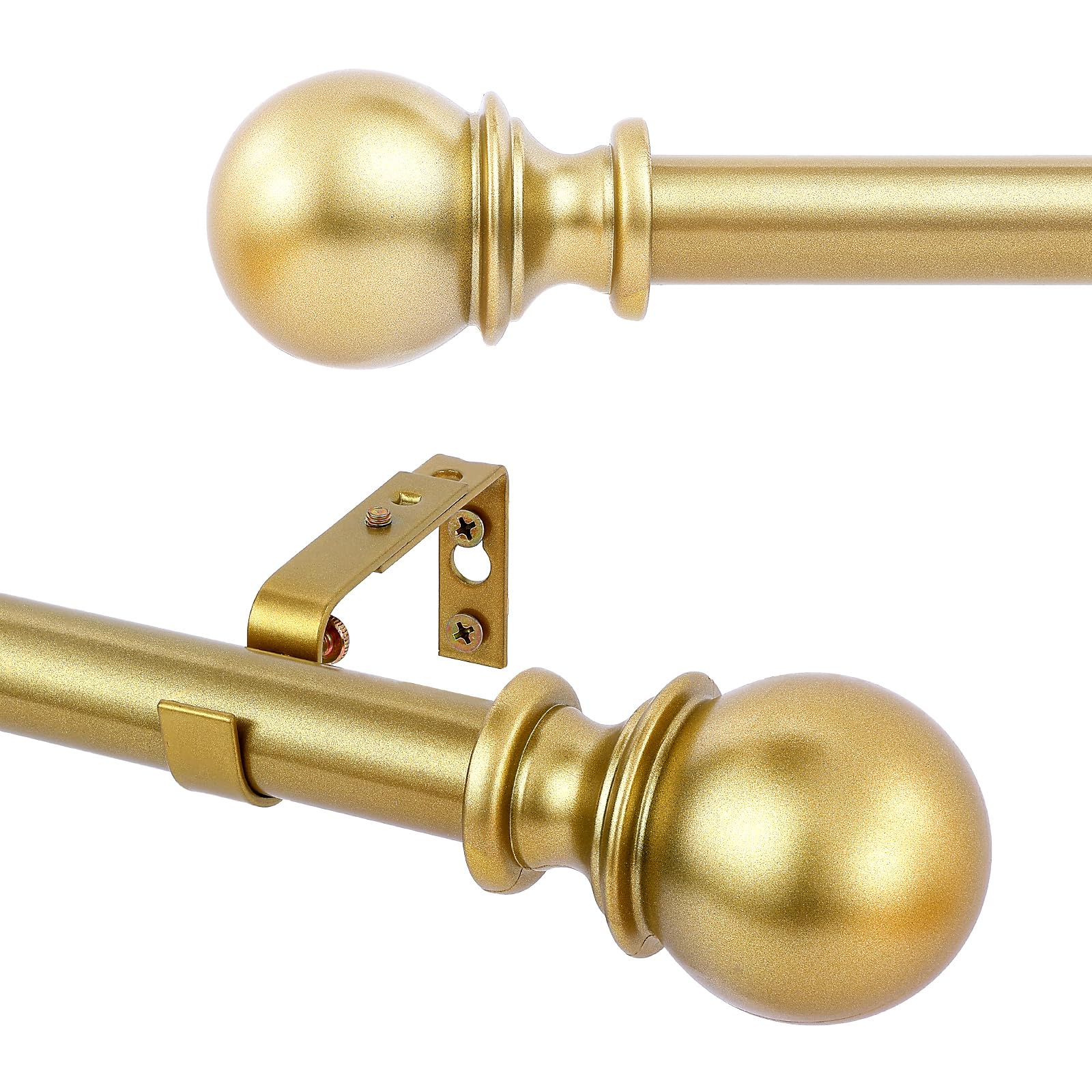 Curtain Rods for windows,1" Diameter Curtain Rod, 32-168" Standard Decorative Window Curtain Rod Set with Brackets for bathroom Kitchen Bedroom Window, Gold