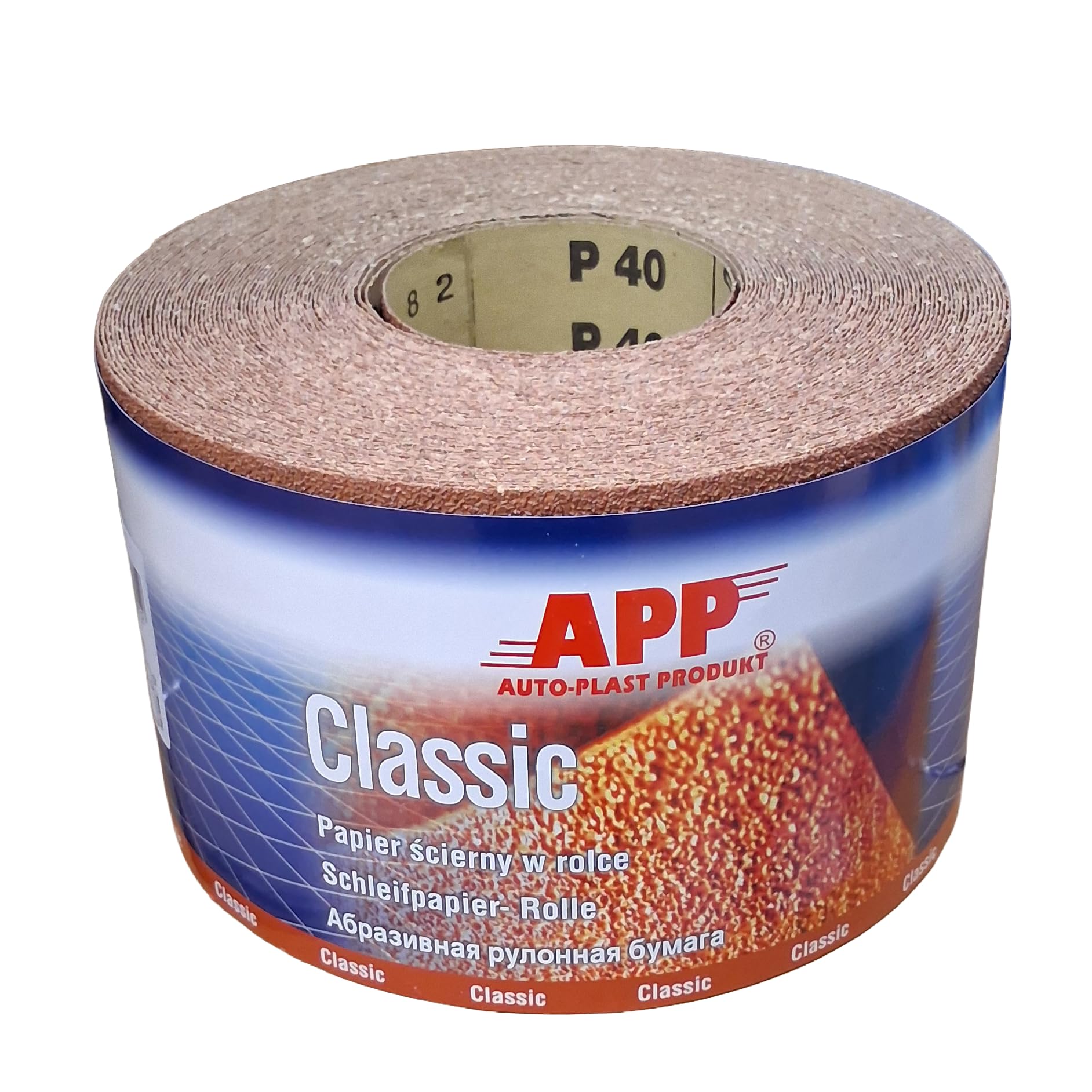 APP R115 papier ścierny w rolce 115 mm x 25 m | Brązowy papier ścierny z tlenku glinu do drewna, MDF, tworzyw sztucznych i karoserii | Idealny do kształtów i zakrzywionych powierzchni | Ziarnistość 60