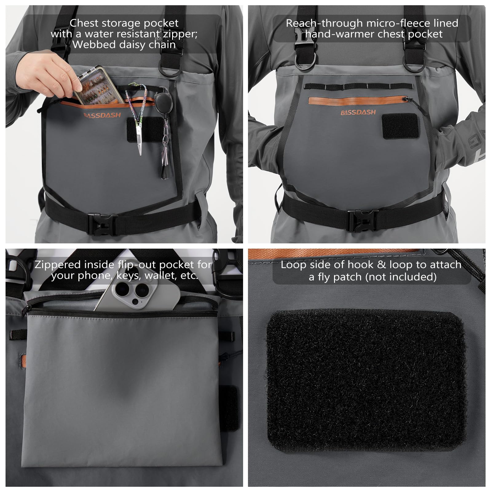 Bassdash Flex Hommes Cuissardes en Nylon Respirant Imperméables Pêche à la Mouche Pieds de Chasse Légers