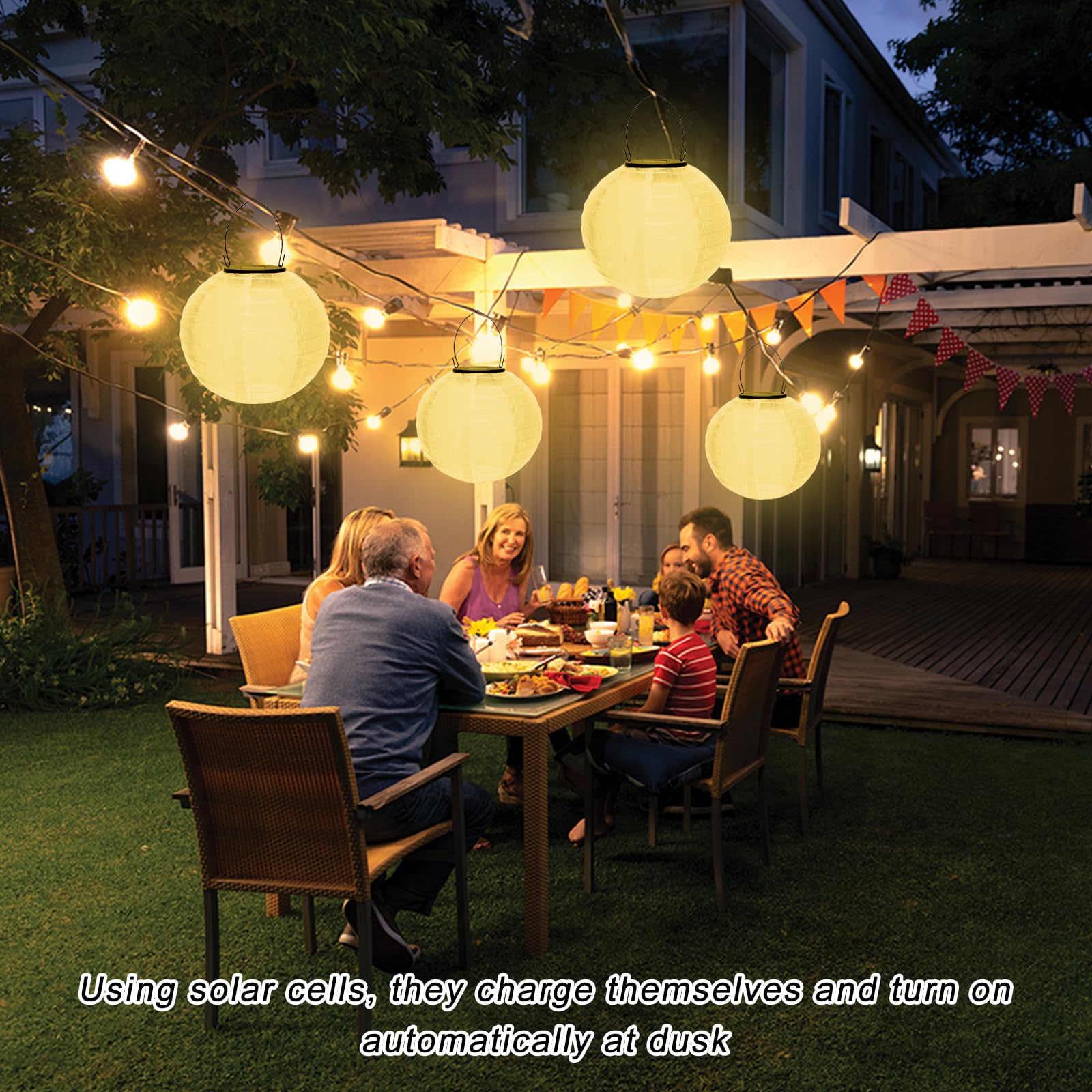 Lanterne solari LED solare da 20 cm, resistenti alle intemperie, luce bianca calda, per esterni e matrimoni, lanterna da giardino
