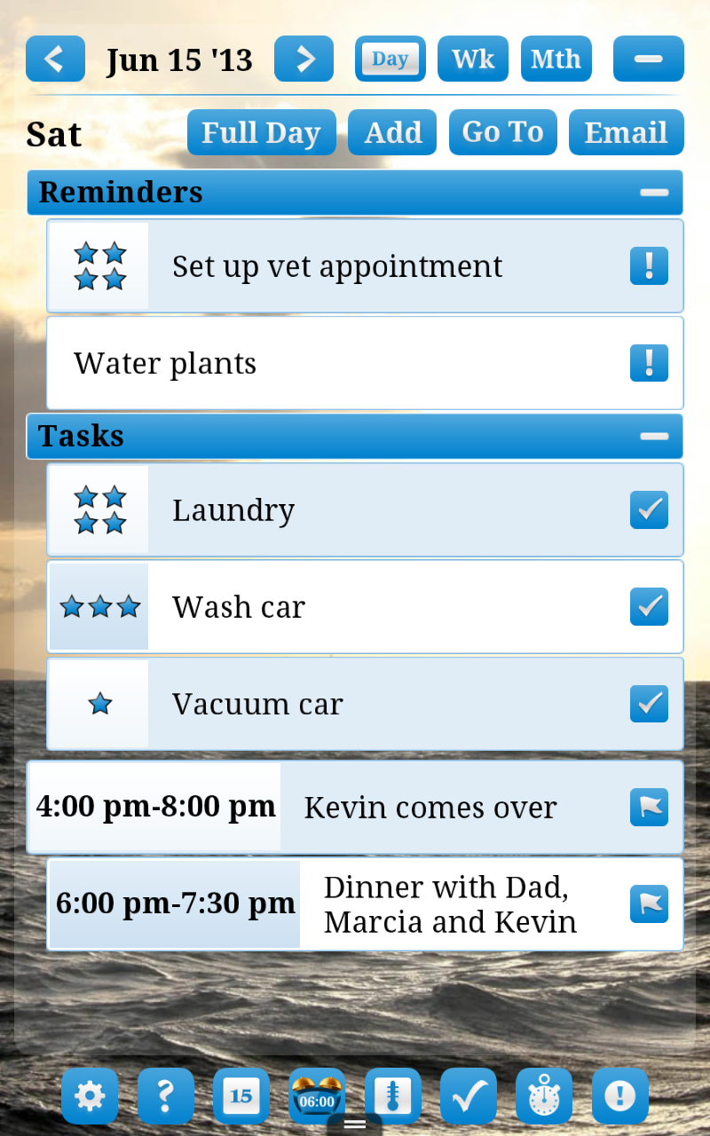 Weather, Calendar, Alarm Clock, ToDo List, Nightstand, Stopwatch