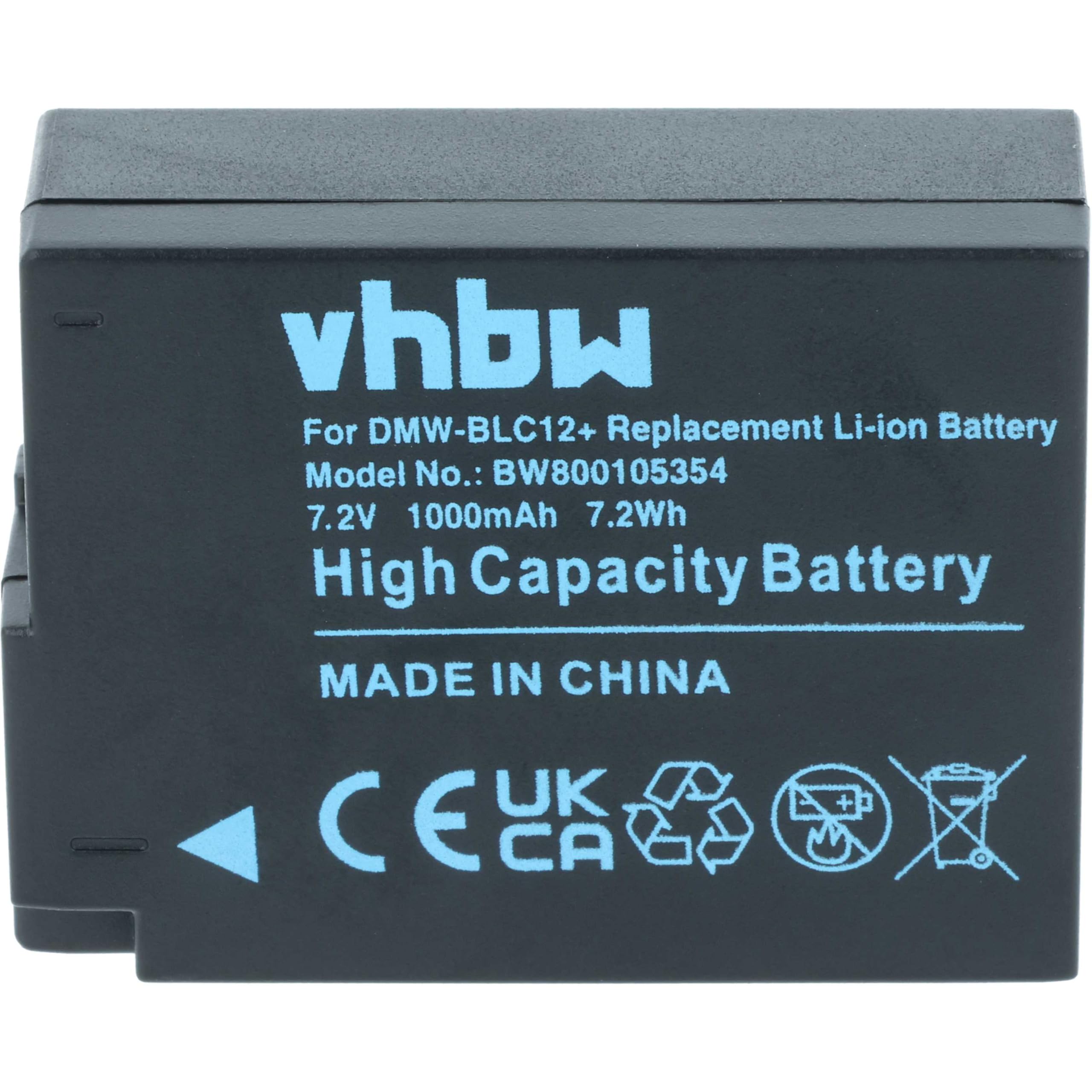vhbw 3x batteria sostituisce Panasonic DMW-BLC12, DMW-BLC-12, DMW-BLC12E per fotocamera (1000mAh, 7,2V, Li-Ion), infochip