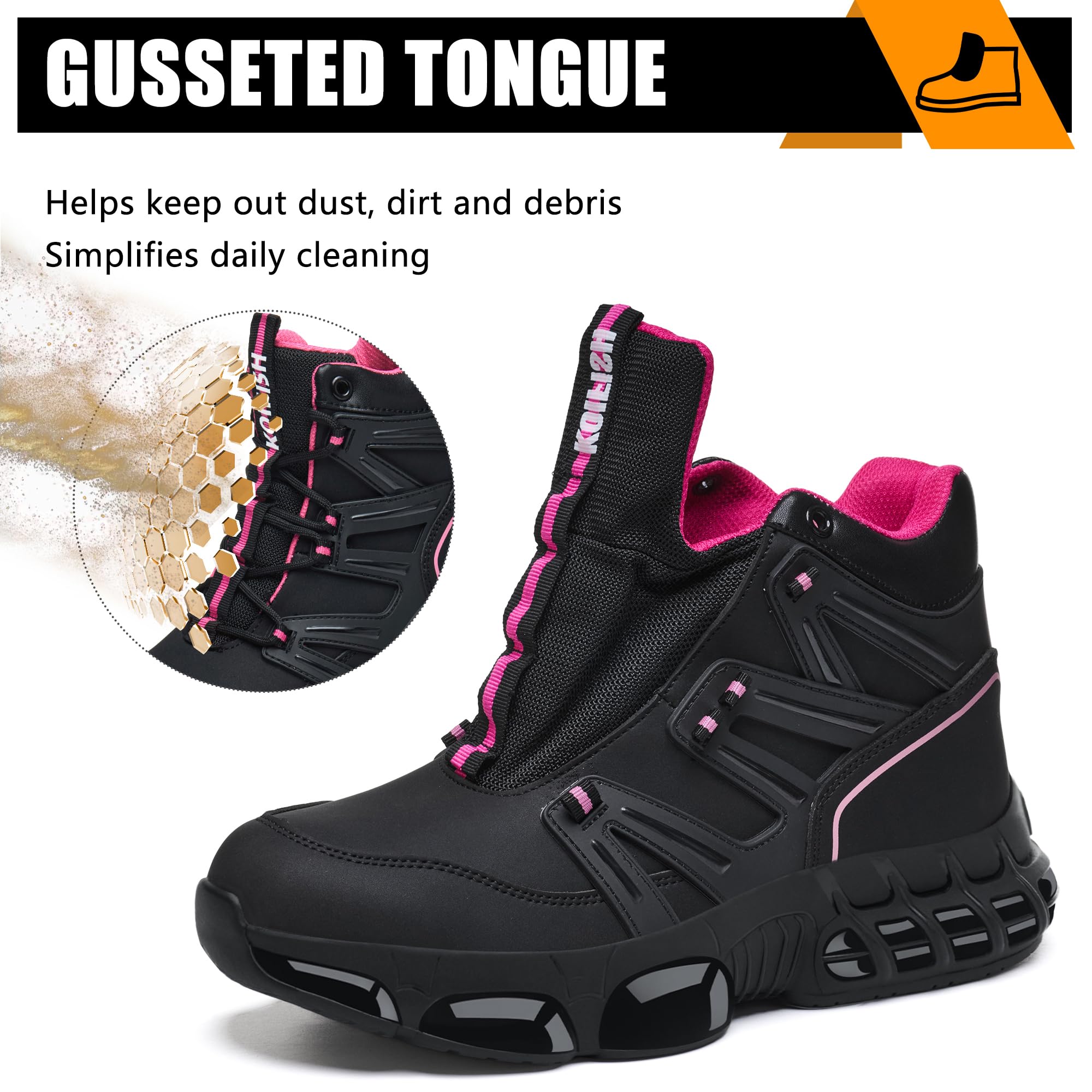 Buty ochronne dla mężczyzn i kobiet wodoodporne buty robocze ze stalowymi palcami wygodne buty ochronne lekkie buty ochronne 35-47 EU, Różowy kolor, 39 EU