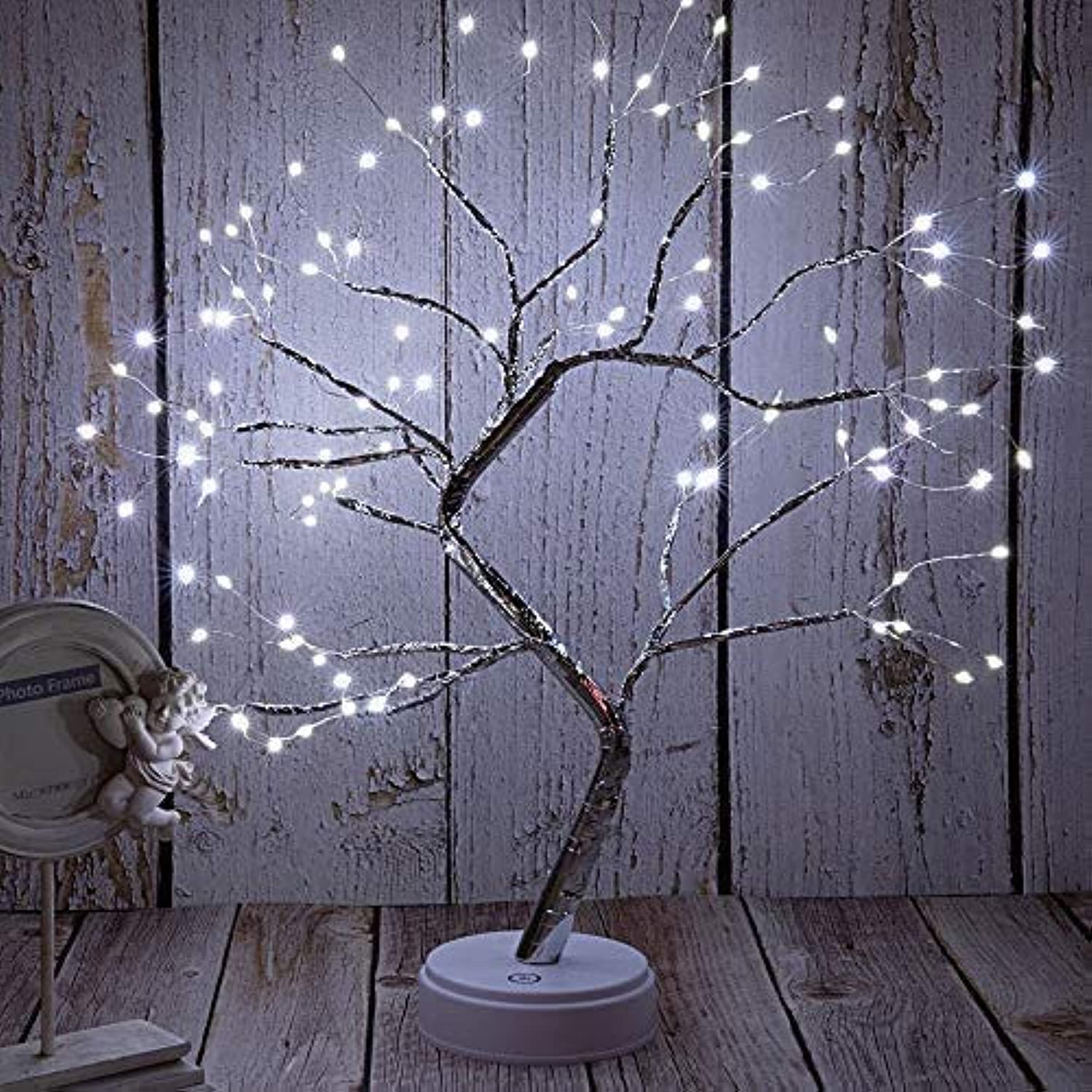 ShowTop 20" Tabletop Bonsai Tree Light with 108 LED Copper Wire String Lights,Touch Switch,DIY Artificial Tree Lamp for Bedroom Desktop Christmas Party Indoor Decoration Lights (White Glow)