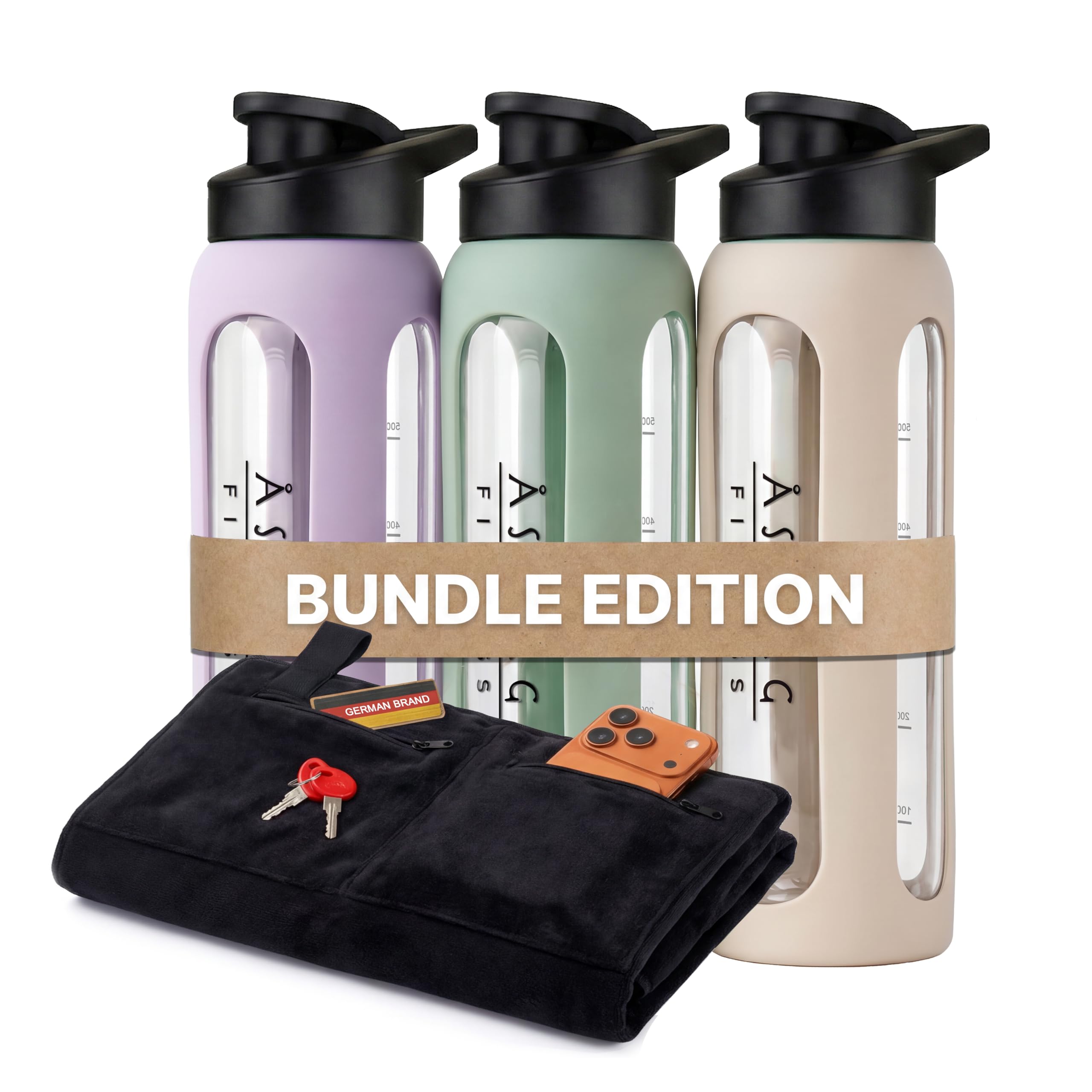Shaker protéines en verre durable et drap de sport haut de gamme