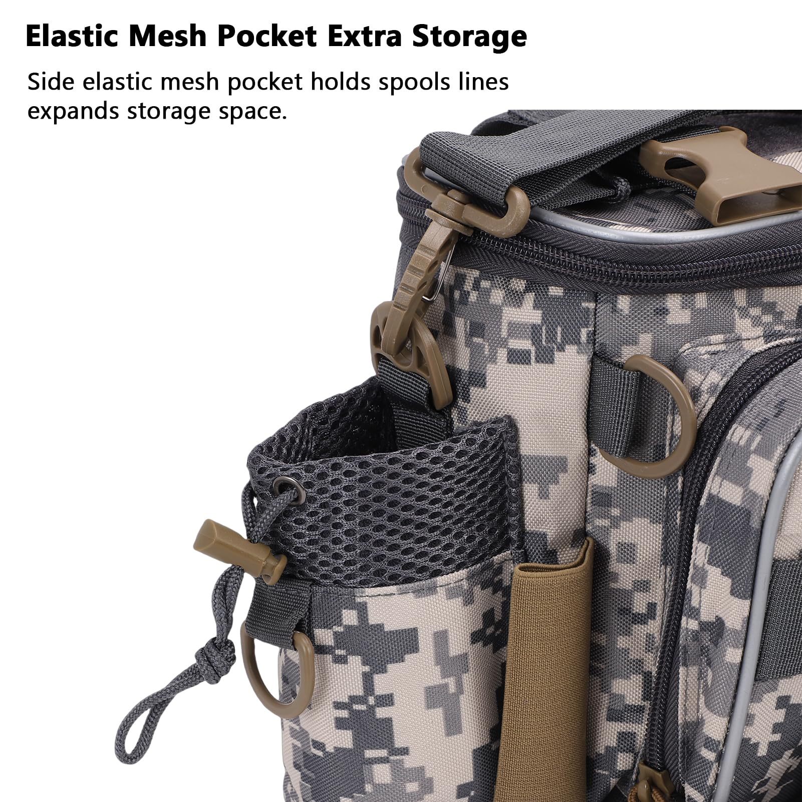 Borsa per attrezzatura da pesca con 2 scatole portaoggetti, borsa a tracolla impermeabile con cinghie regolabili, organizer per 23 vassoi per esche, ganci e accessori per attrezzi da pesca
