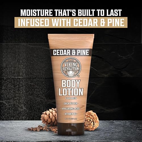 Miniatura 8 de Viking Revolution Gel de baño de cedro y aceite de pino para hombre y loción corporal de cedro y pino para hombres - Gel de baño natural para hombre