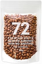 72 Premium Bute Roasted Almonds with NO ADDITIVES from CALIFORNIA (17.6 oz (500 g) (Only Rare and Premium Butte Seeds Used/Carefully Roasted at Low Temperature/No Additives/Salt Free/Oil-free) Nuts