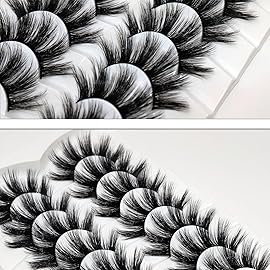 Veleasha False Eyelashes Long Faux Mink Lashes Fluffy Handmade Fake Eyelashes Natural Look 7 Pairs Pack Luxury Cat Eye Lashes (800)