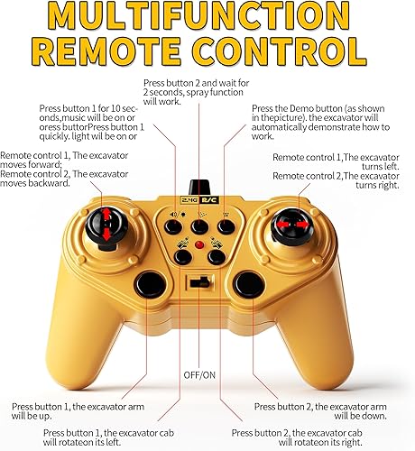 Miniatura 9 de 82.4 F Excavadora a control remoto, juguete de vehículos de construcción RC a escala 120, 12 canales, 2.4 GHz, camión eléctrico, caja de arena,