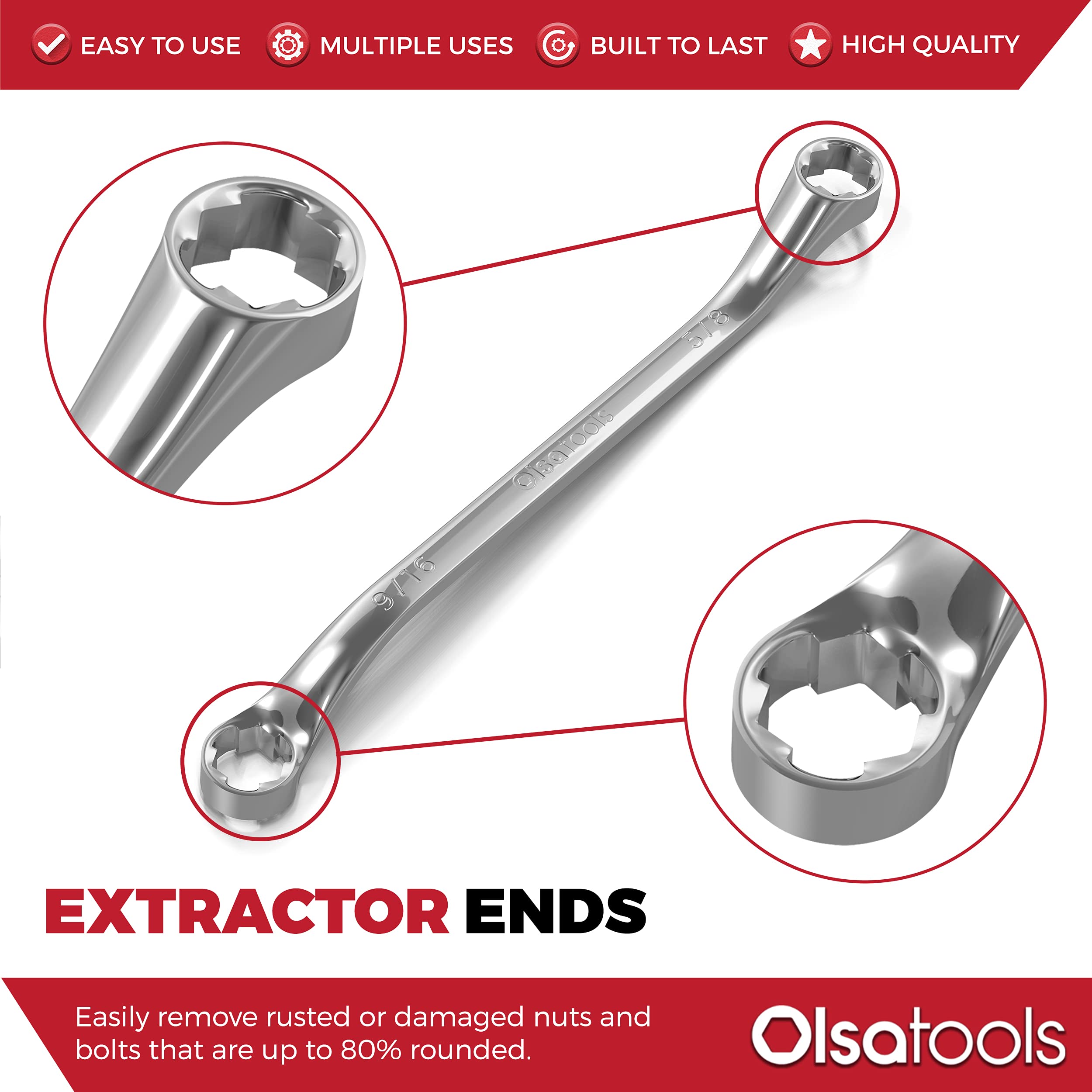 Buy Olsa Tools Bolt Extractor Offset Wrench Set (6pc) 6Pt Box End Rounded Bolt Remover