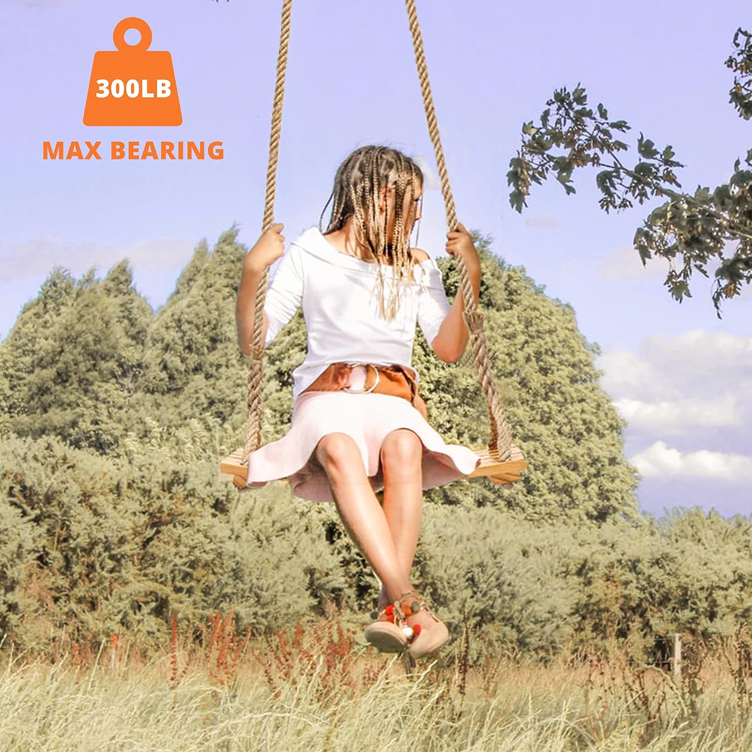 Get Special Price Wood Tree Swing, Adjustable Wooden Swing Set for Adults and Kids with 72.83inch Long Rope Swing Seat Support 300lb Include 2 Mounting Hooks+ Screws for Indoor Outdoor Home Amazon Crazy 🔥 Deals Wood Tree Swing, Adjustable Wooden Swing Set for Adults and Kids with 72.83inch Long Rope Swing Seat Support 300lb Include 2 Mounting Hooks+ Screws for Indoor Outdoor Home