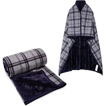 forestfish Fleece Wearable Blanket Oversized, Comfy Lightweight Lap Blanket Poncho Throw With Buttons, 63x 55 Navy, Large63x55