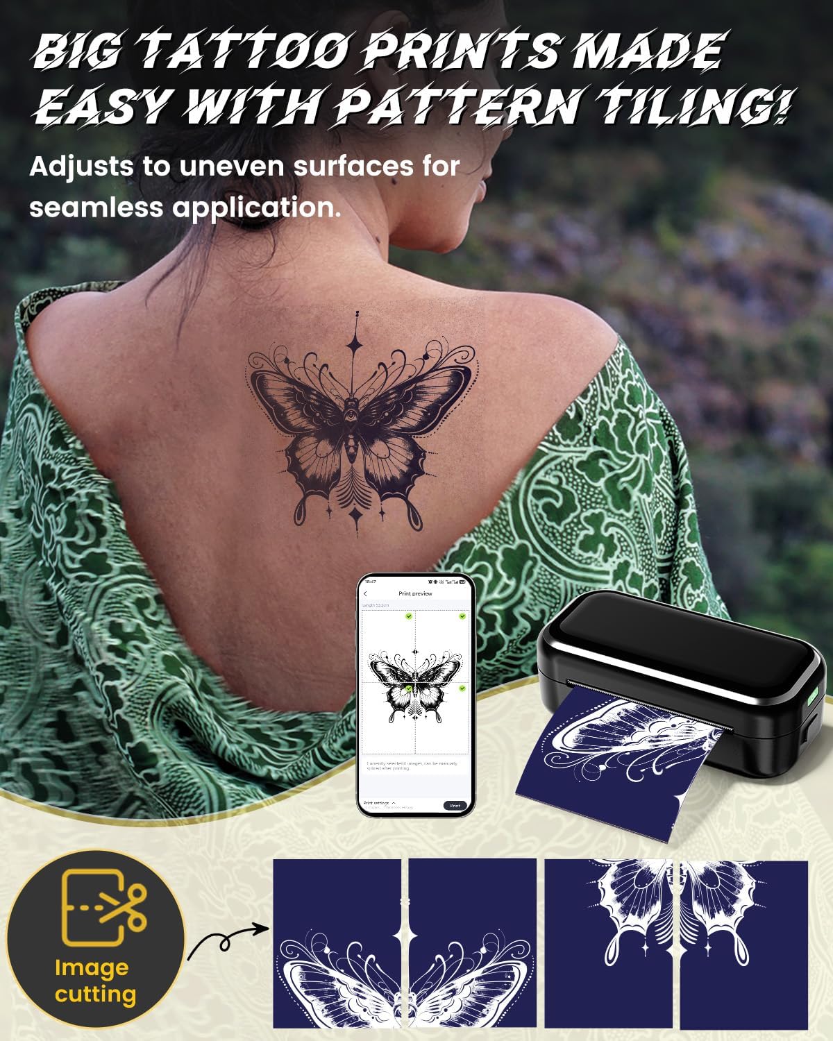 Phomemo Tattoo Stencil Printer with 30pcs Transfer Paper, 2026 Mini Tattoo Stencil Printer, AI Creative Bluetooth Tattoo Printer Machine Easy to Use for Tattoo Beginners, Enthusias, Artists