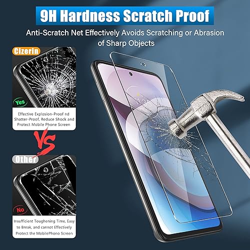 Miniatura 3 de Protector de pantalla de vidrio templado para Motorola Moto One 5G Ace – Paquete de 2 – Anti-huellas – A prueba de roturas – Protector de lente de