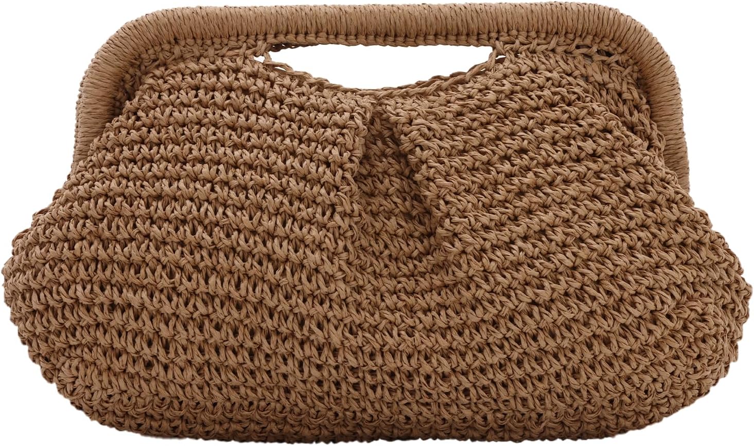 KUANG! Clutch Purses for Women Straw Woven Cloud Dumpling Bag Summer Beach Straw Clutch Crossbody Shoulder Handbag