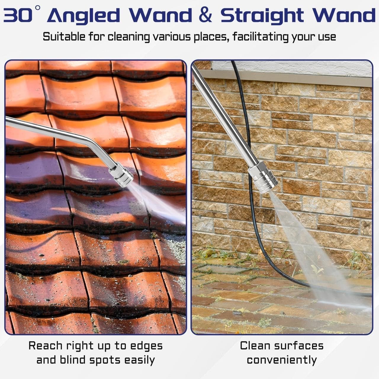 Pressure Washer Extension Wand, Pressure Washer Wand Replacement, Power Washer Wand Extension for Car Wash, Curved Angled and Straight Wand Replacement with 1/4" Quick Connect