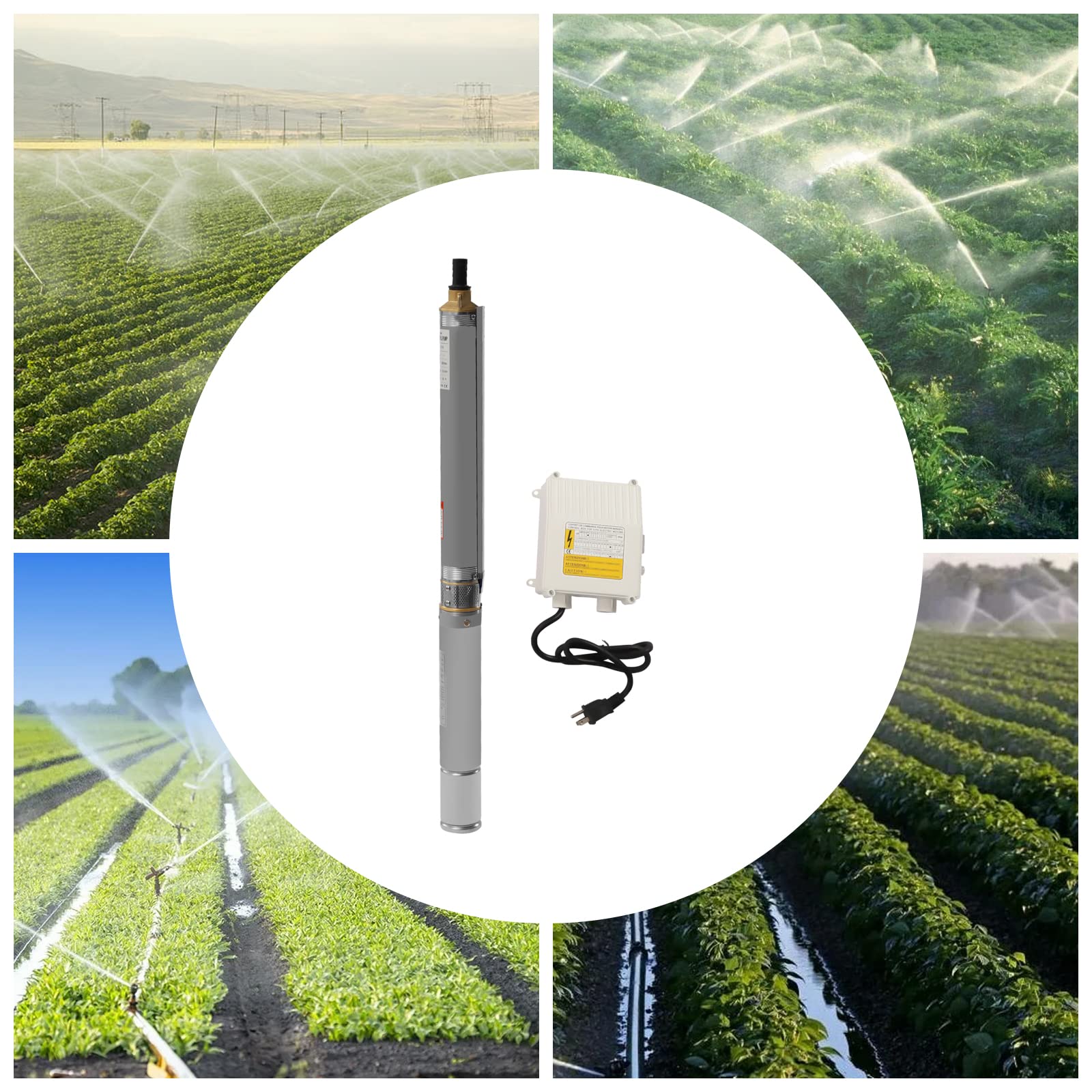 Bomba de agua, 110 V, 370 W, bomba de pozos profundos, acero inoxidable, caudal de 3,6 m³/h, cable de 10 m, bomba sumergible para pozos, riego de granjas