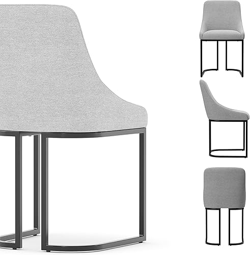 Miniatura 7 de COLAMY Juego de 2 sillas de comedor de cocina (gris claro), sillas tapizadas de tela con respaldo, sillas estables en forma de U para cocina, hotel,