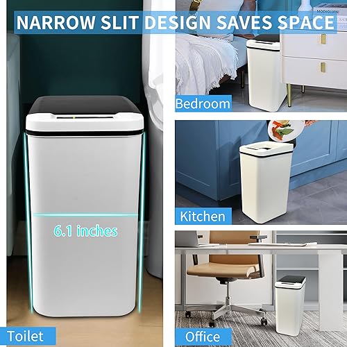 Miniatura 3 de TemphytBong Bote de basura pequeño sin contacto con tapa, paquete de 2 botes de basura automático con sensor de movimiento inteligente de 2.6